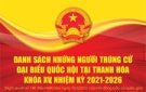 Danh sách những người trúng cử đại biểu quốc hội tại Thanh Hóa khóa XV, nhiệm kỳ 2021-2026